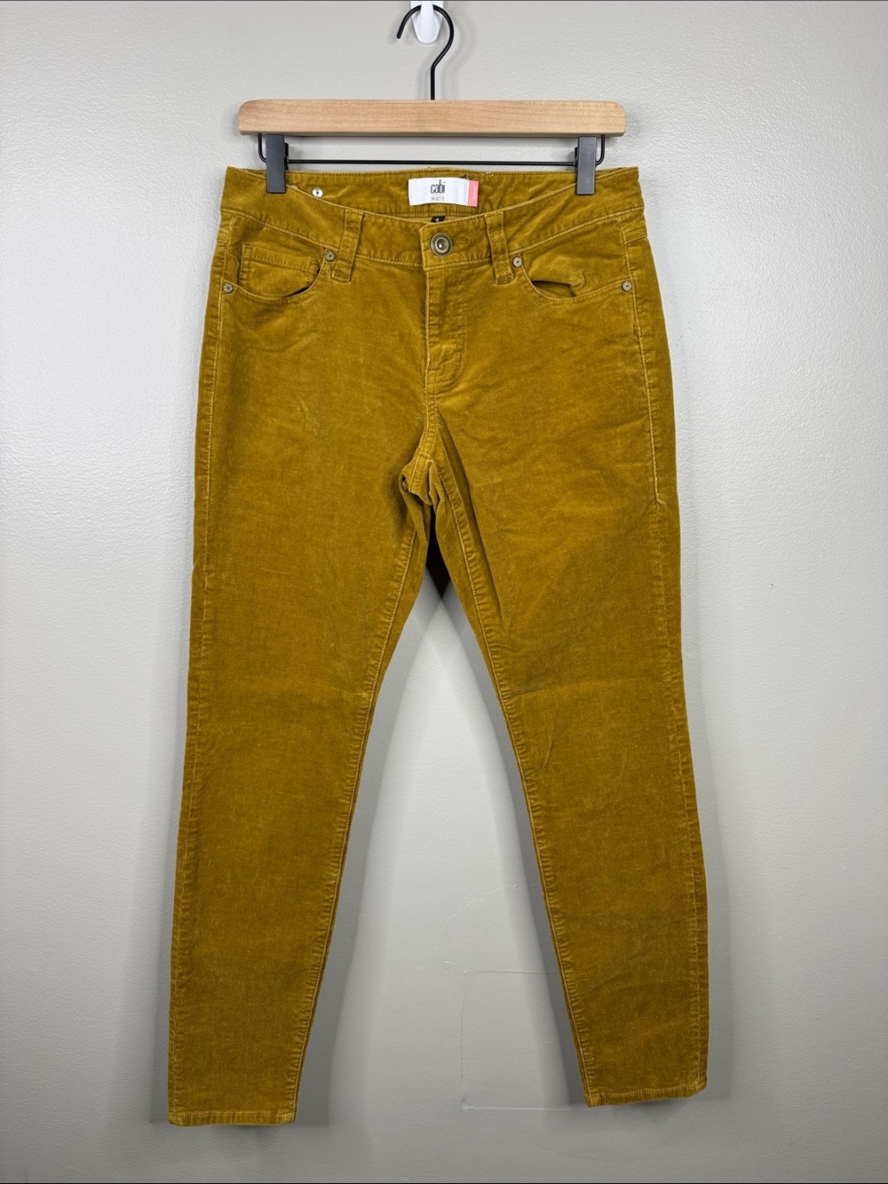 Cabi Corduroy Pants Mustard Yellow Gold #3197 Women's Size 8 Stretch Skinny